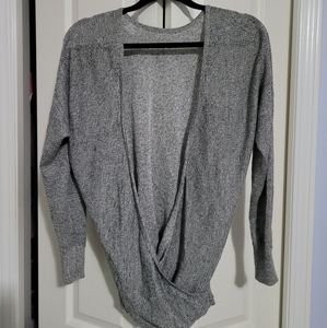 Dynamite, open-back, grey, knit sweater